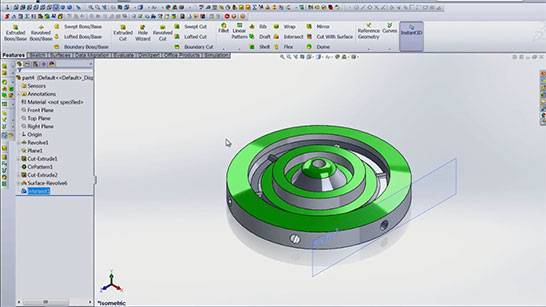 Using the Intersect Tool to add Profile to a Flat Surface Screenshot Video Tutorial SolidWorks