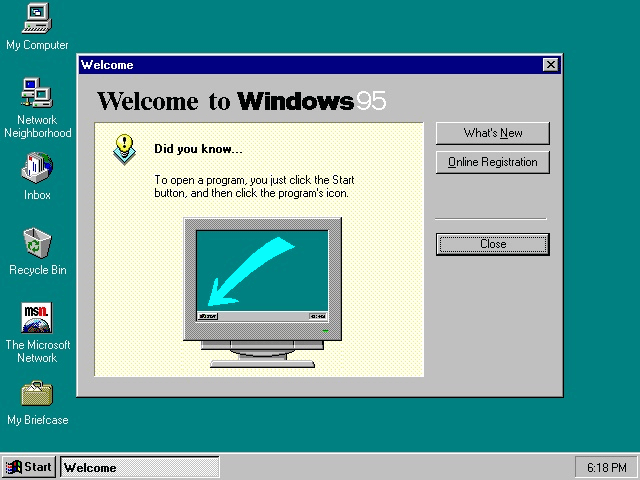 Windows 95 Welcome Screen